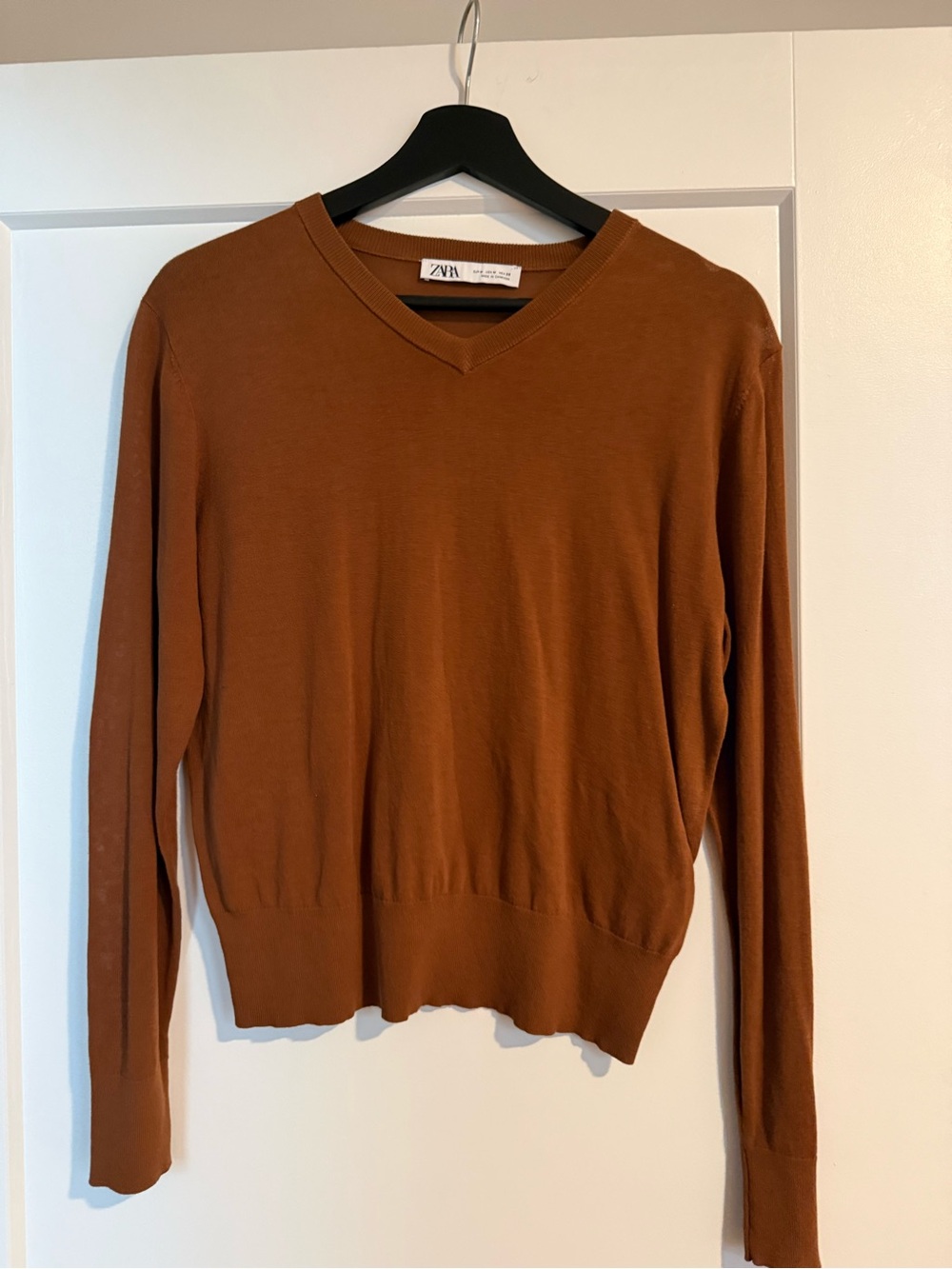 ZARA V-Neck Sweater in Warm Rust